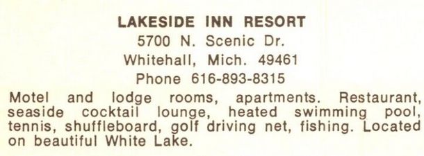 Lakeside Inn - Vintage Postcard Back (newer photo)